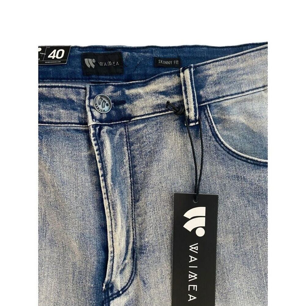 40 Waimea Casual Denim Jeans Distressed Skinny Fit Medium Wash Men's NWT - Picture 7 of 10